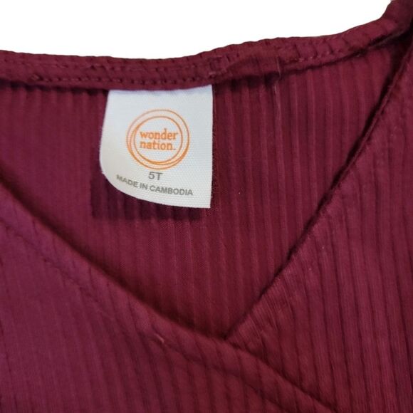 Wonder Nation Girls Long Sleeve Dress Size 5T, Burgundy Color, Sparkly Skirt - Picture 5 of 5